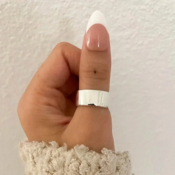 925 Sterling Silver Wide Ring Band Chunky Ring Band Minimalist Ring Stackable - Picture 3 of 7